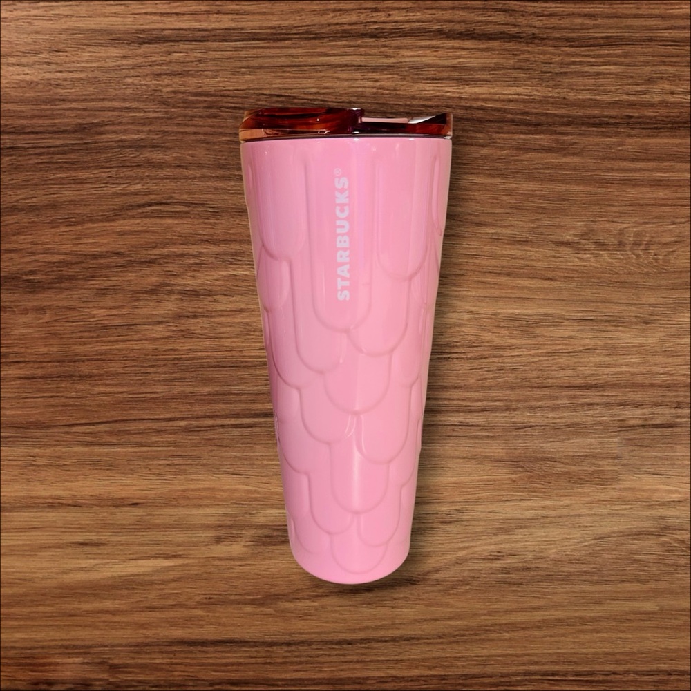Starbucks Pink Stainless Tumbler Mermaid Siren Scales Glossy 16 oz EUC
